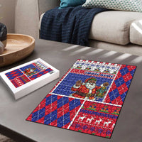 Haiti Christmas Puzzle Santa With Fanal Haitian Patchwork Style - Wonder Print Shop
