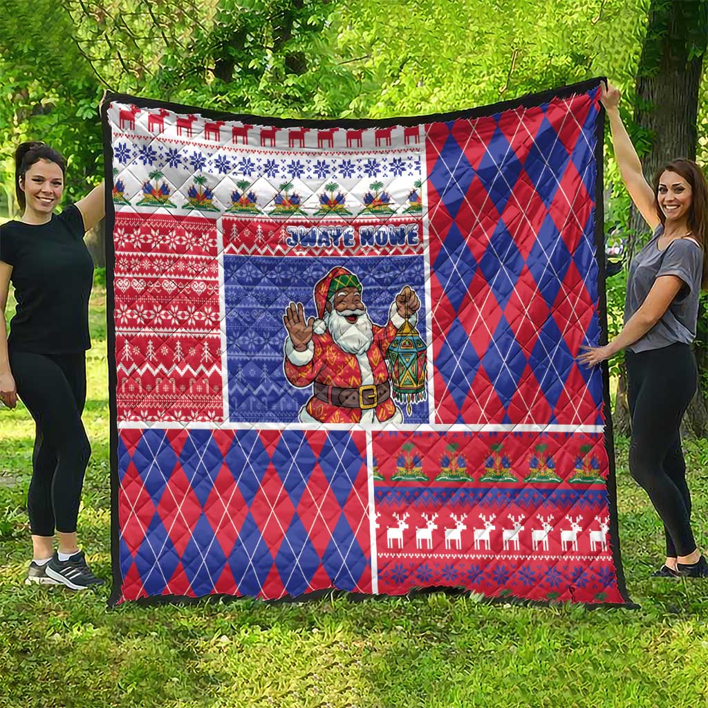 Haiti Christmas Quilt Santa With Fanal Haitian Patchwork Style - Wonder Print Shop