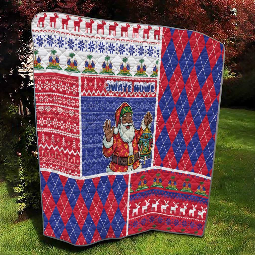 Haiti Christmas Quilt Santa With Fanal Haitian Patchwork Style - Wonder Print Shop