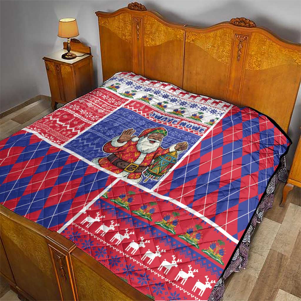 Haiti Christmas Quilt Santa With Fanal Haitian Patchwork Style - Wonder Print Shop