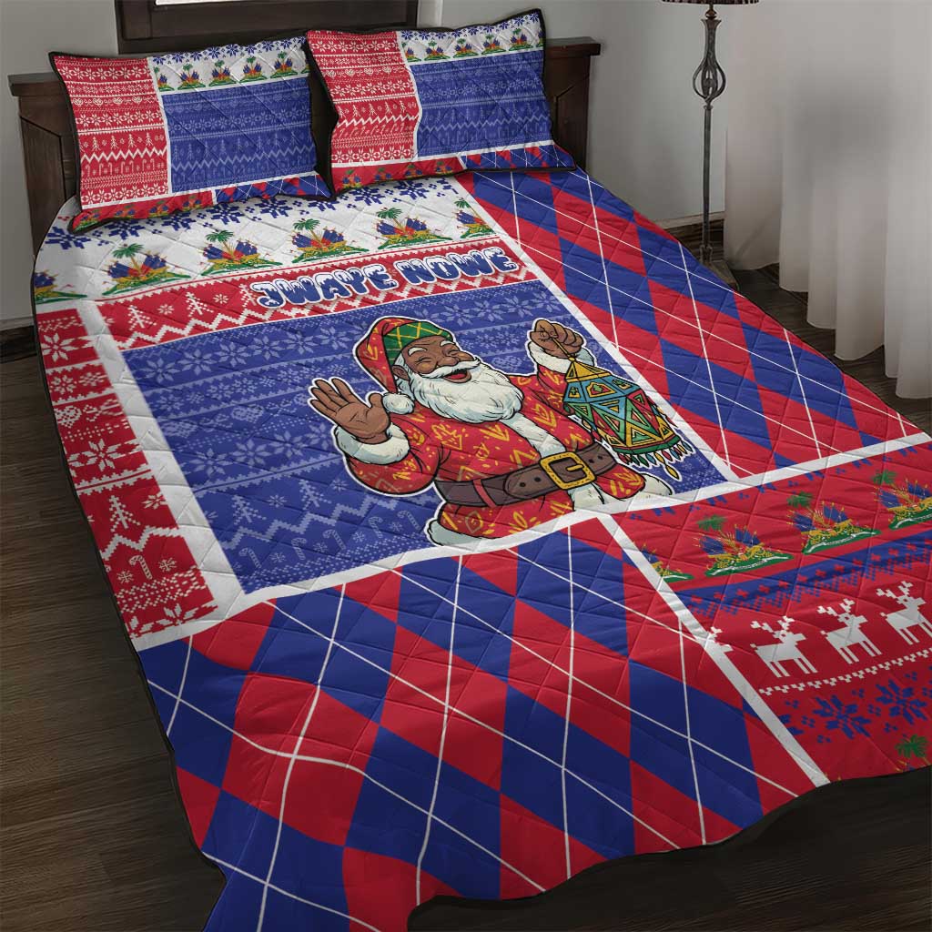 Haiti Christmas Quilt Bed Set Santa With Fanal Haitian Patchwork Style - Wonder Print Shop