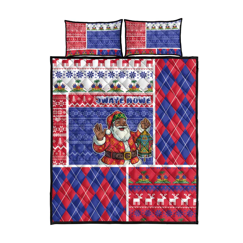 Haiti Christmas Quilt Bed Set Santa With Fanal Haitian Patchwork Style - Wonder Print Shop