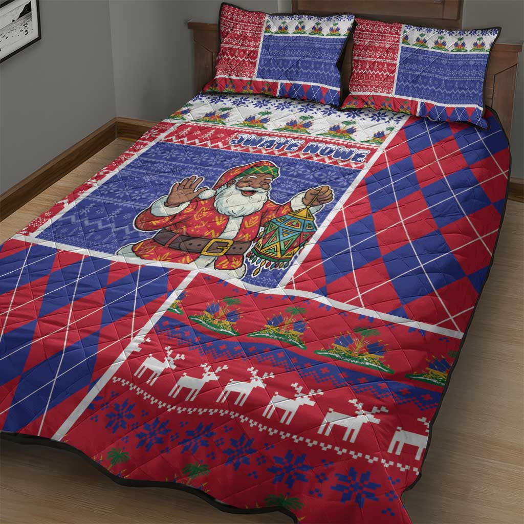 Haiti Christmas Quilt Bed Set Santa With Fanal Haitian Patchwork Style - Wonder Print Shop