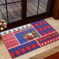 Haiti Christmas Rubber Doormat Santa With Fanal Haitian Patchwork Style - Wonder Print Shop