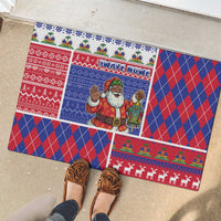 Haiti Christmas Rubber Doormat Santa With Fanal Haitian Patchwork Style - Wonder Print Shop