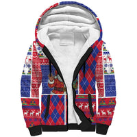 Haiti Christmas Sherpa Hoodie Santa With Fanal Haitian Patchwork Style - Wonder Print Shop
