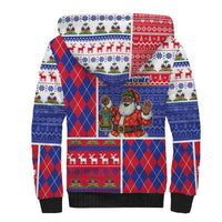 Haiti Christmas Sherpa Hoodie Santa With Fanal Haitian Patchwork Style - Wonder Print Shop
