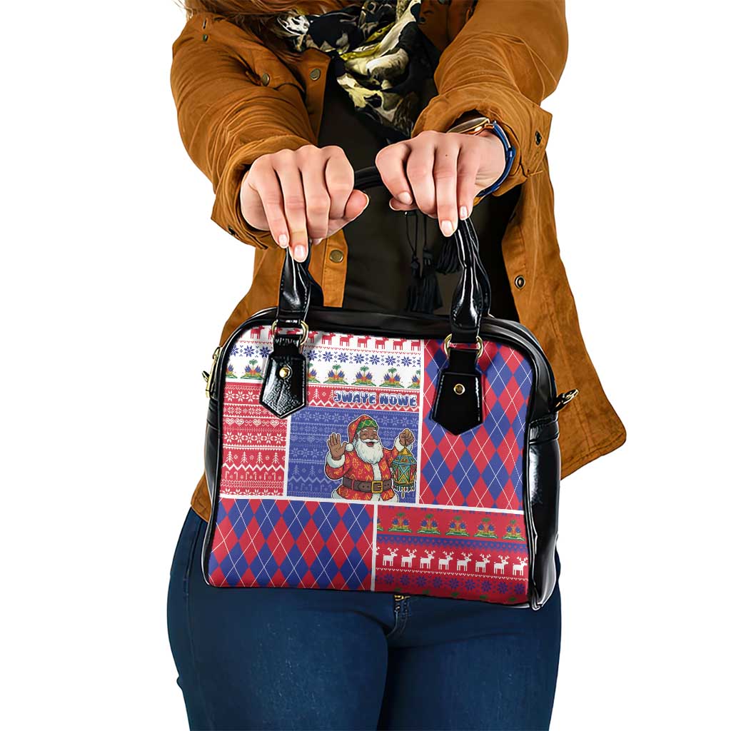 Haiti Christmas Shoulder Handbag Santa With Fanal Haitian Patchwork Style - Wonder Print Shop