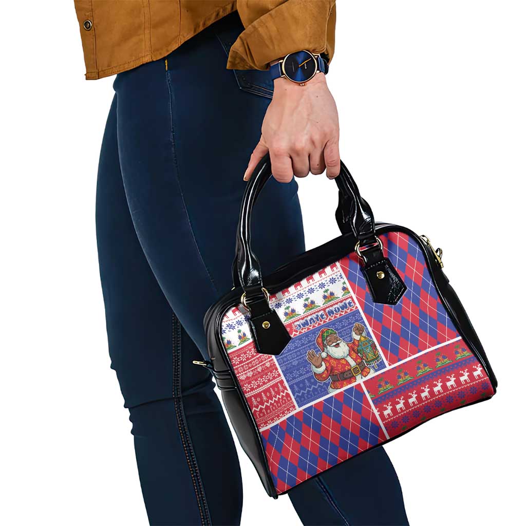 Haiti Christmas Shoulder Handbag Santa With Fanal Haitian Patchwork Style - Wonder Print Shop