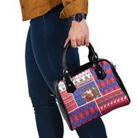 Haiti Christmas Shoulder Handbag Santa With Fanal Haitian Patchwork Style - Wonder Print Shop