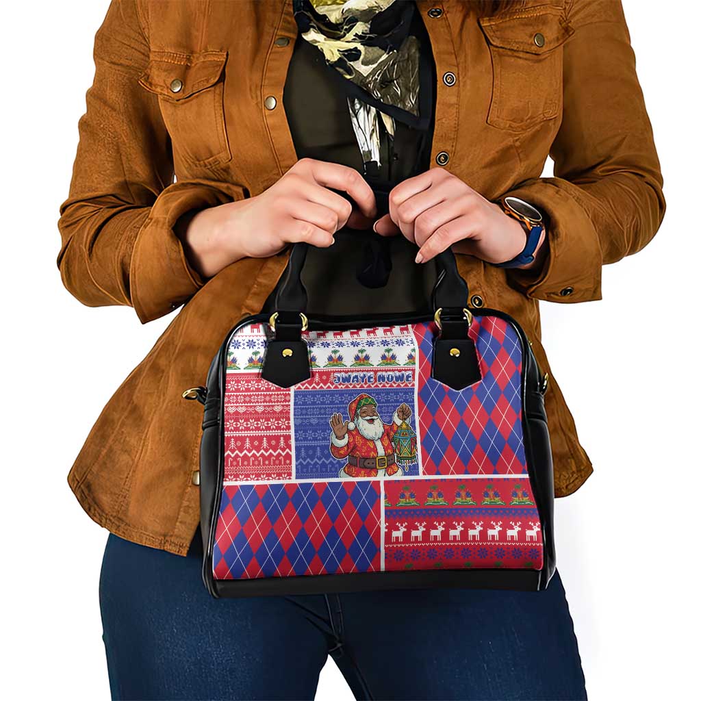 Haiti Christmas Shoulder Handbag Santa With Fanal Haitian Patchwork Style - Wonder Print Shop