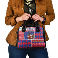 Haiti Christmas Shoulder Handbag Santa With Fanal Haitian Patchwork Style - Wonder Print Shop