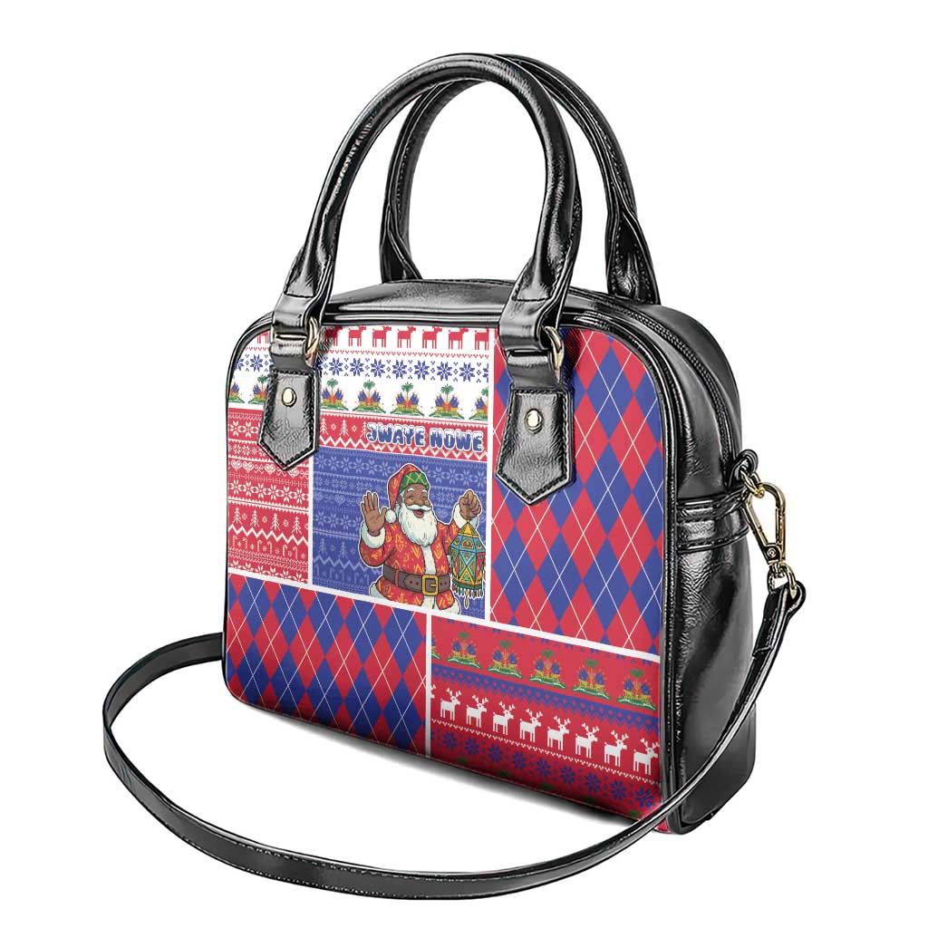 Haiti Christmas Shoulder Handbag Santa With Fanal Haitian Patchwork Style - Wonder Print Shop