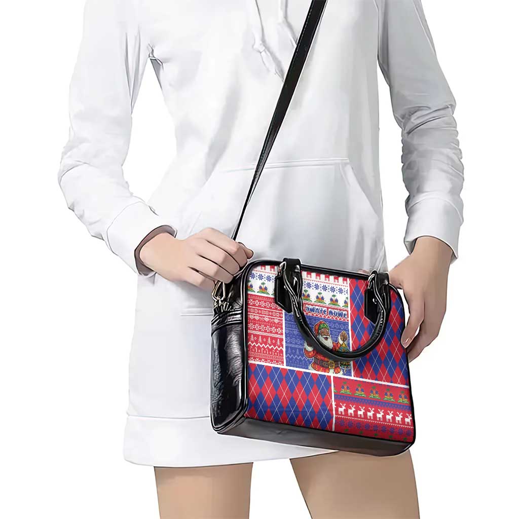 Haiti Christmas Shoulder Handbag Santa With Fanal Haitian Patchwork Style - Wonder Print Shop