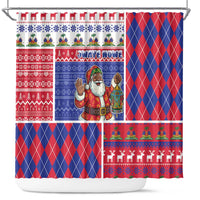 Haiti Christmas Shower Curtain Santa With Fanal Haitian Patchwork Style - Wonder Print Shop