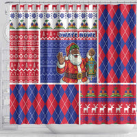 Haiti Christmas Shower Curtain Santa With Fanal Haitian Patchwork Style - Wonder Print Shop