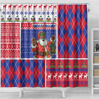 Haiti Christmas Shower Curtain Santa With Fanal Haitian Patchwork Style - Wonder Print Shop