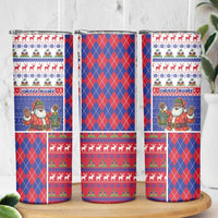 Haiti Christmas Skinny Tumbler Santa With Fanal Haitian Patchwork Style - Wonder Print Shop