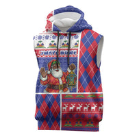 Haiti Christmas Sleeveless Hoodie Santa With Fanal Haitian Patchwork Style - Wonder Print Shop