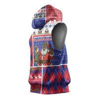 Haiti Christmas Sleeveless Hoodie Santa With Fanal Haitian Patchwork Style - Wonder Print Shop