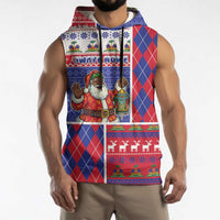 Haiti Christmas Sleeveless Hoodie Santa With Fanal Haitian Patchwork Style - Wonder Print Shop
