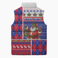 Haiti Christmas Sleeveless Puffer Jacket Santa With Fanal Haitian Patchwork Style - Wonder Print Shop