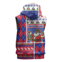 Haiti Christmas Sleeveless Zip Hoodie Santa With Fanal Haitian Patchwork Style - Wonder Print Shop
