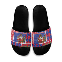 Haiti Christmas Slide Sandals Santa With Fanal Haitian Patchwork Style - Wonder Print Shop