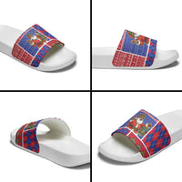 Haiti Christmas Slide Sandals Santa With Fanal Haitian Patchwork Style - Wonder Print Shop