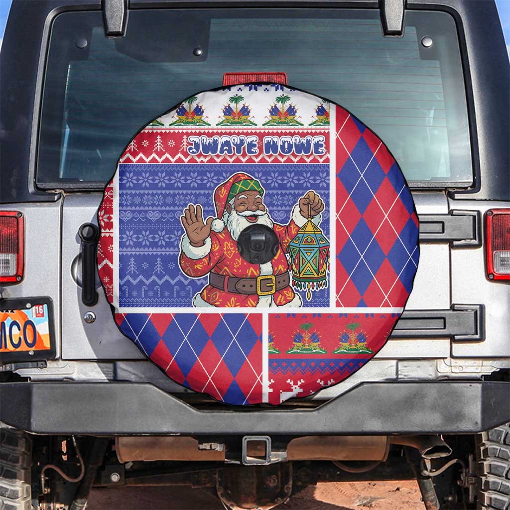 Haiti Christmas Spare Tire Cover Santa With Fanal Haitian Patchwork Style - Wonder Print Shop