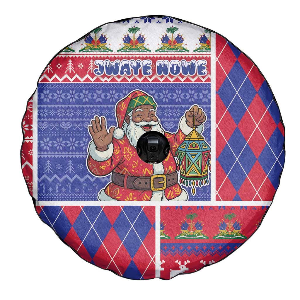Haiti Christmas Spare Tire Cover Santa With Fanal Haitian Patchwork Style - Wonder Print Shop
