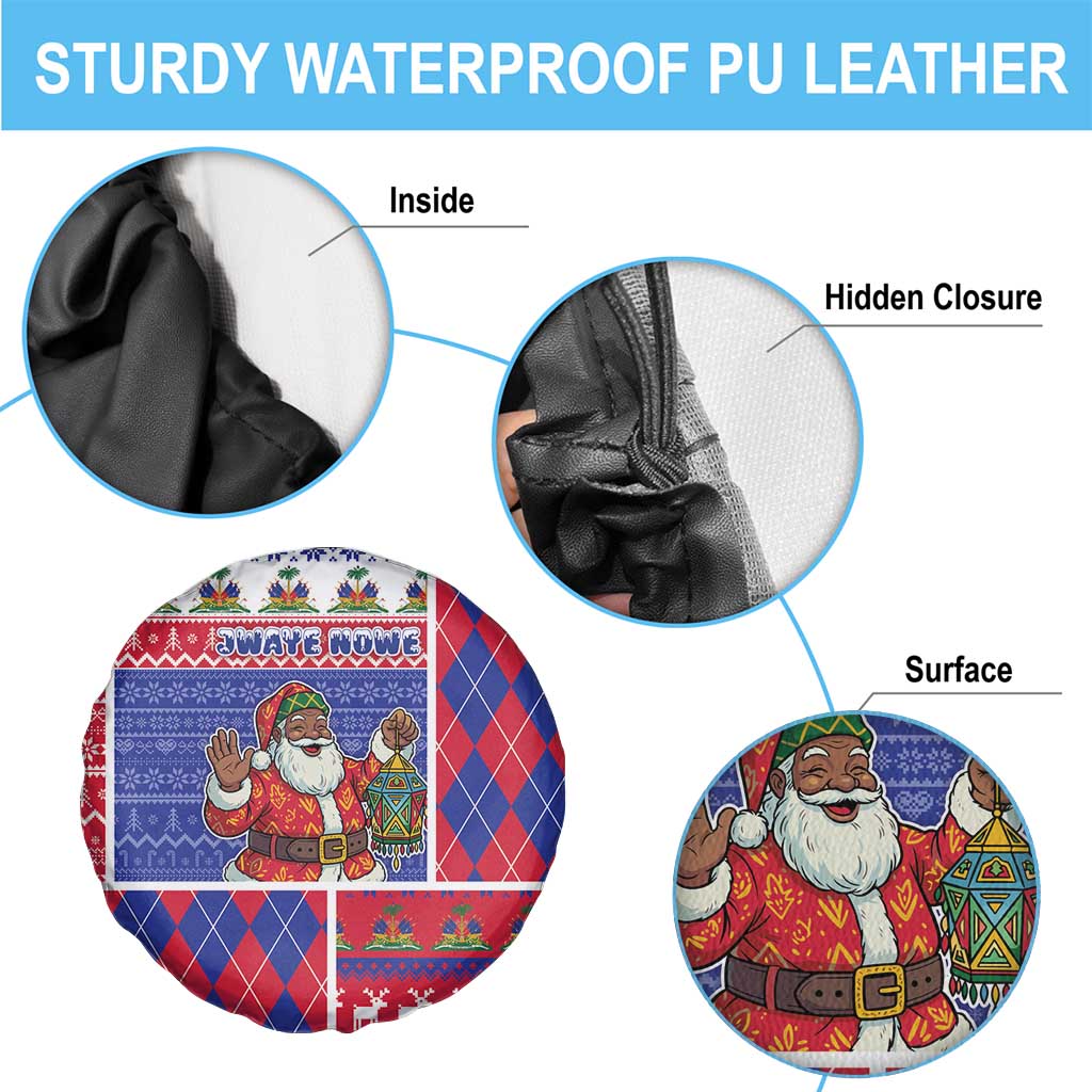 Haiti Christmas Spare Tire Cover Santa With Fanal Haitian Patchwork Style - Wonder Print Shop