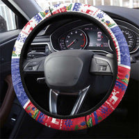 Haiti Christmas Steering Wheel Cover Santa With Fanal Haitian Patchwork Style - Wonder Print Shop