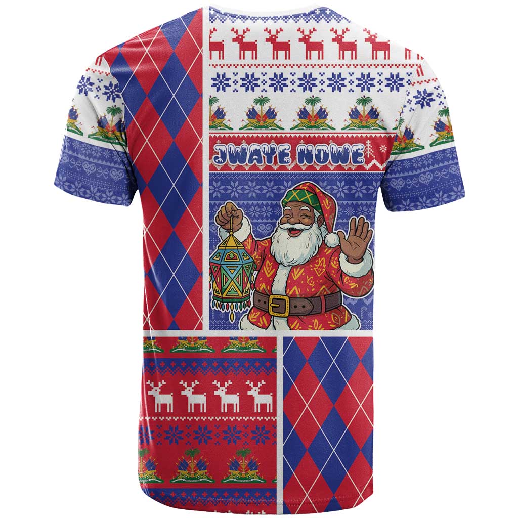 Haiti Christmas T Shirt Santa With Fanal Haitian Patchwork Style - Wonder Print Shop