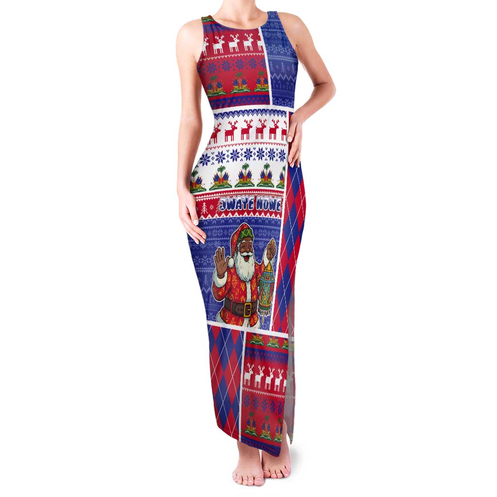 Haiti Christmas Tank Maxi Dress Santa With Fanal Haitian Patchwork Style - Wonder Print Shop