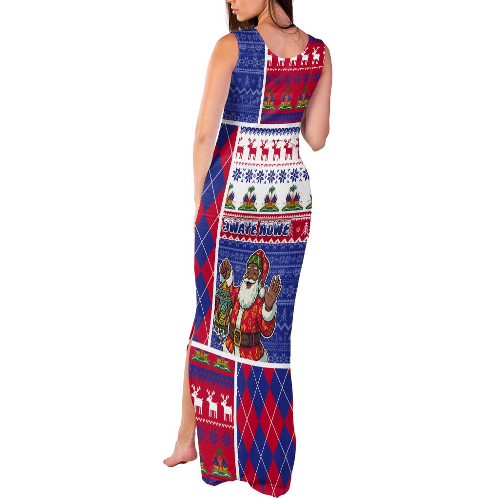 Haiti Christmas Tank Maxi Dress Santa With Fanal Haitian Patchwork Style - Wonder Print Shop