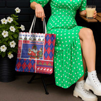 Haiti Christmas Tote Bag Santa With Fanal Haitian Patchwork Style - Wonder Print Shop