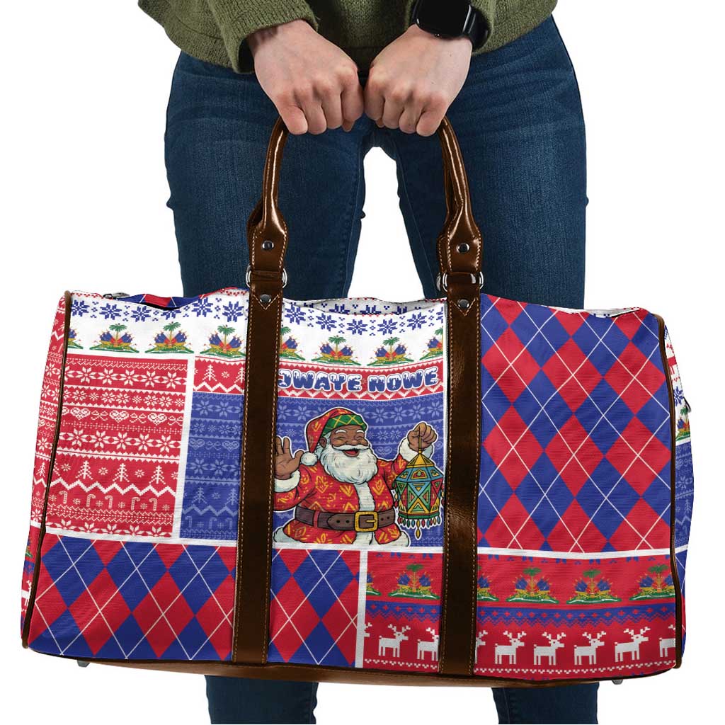 Haiti Christmas Travel Bag Santa With Fanal Haitian Patchwork Style - Wonder Print Shop