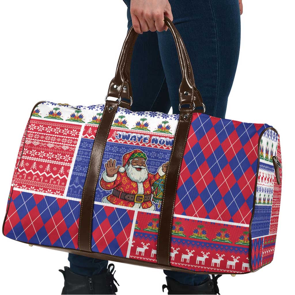 Haiti Christmas Travel Bag Santa With Fanal Haitian Patchwork Style - Wonder Print Shop