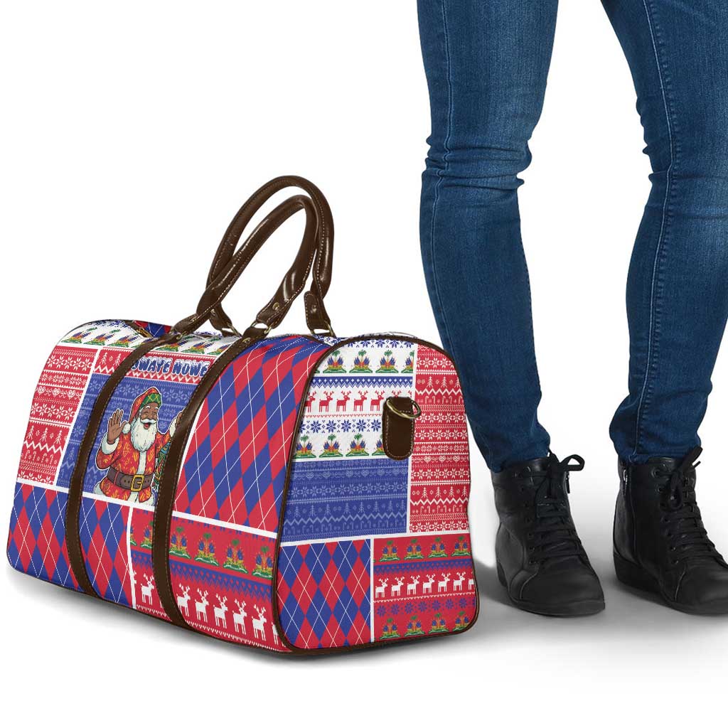 Haiti Christmas Travel Bag Santa With Fanal Haitian Patchwork Style - Wonder Print Shop