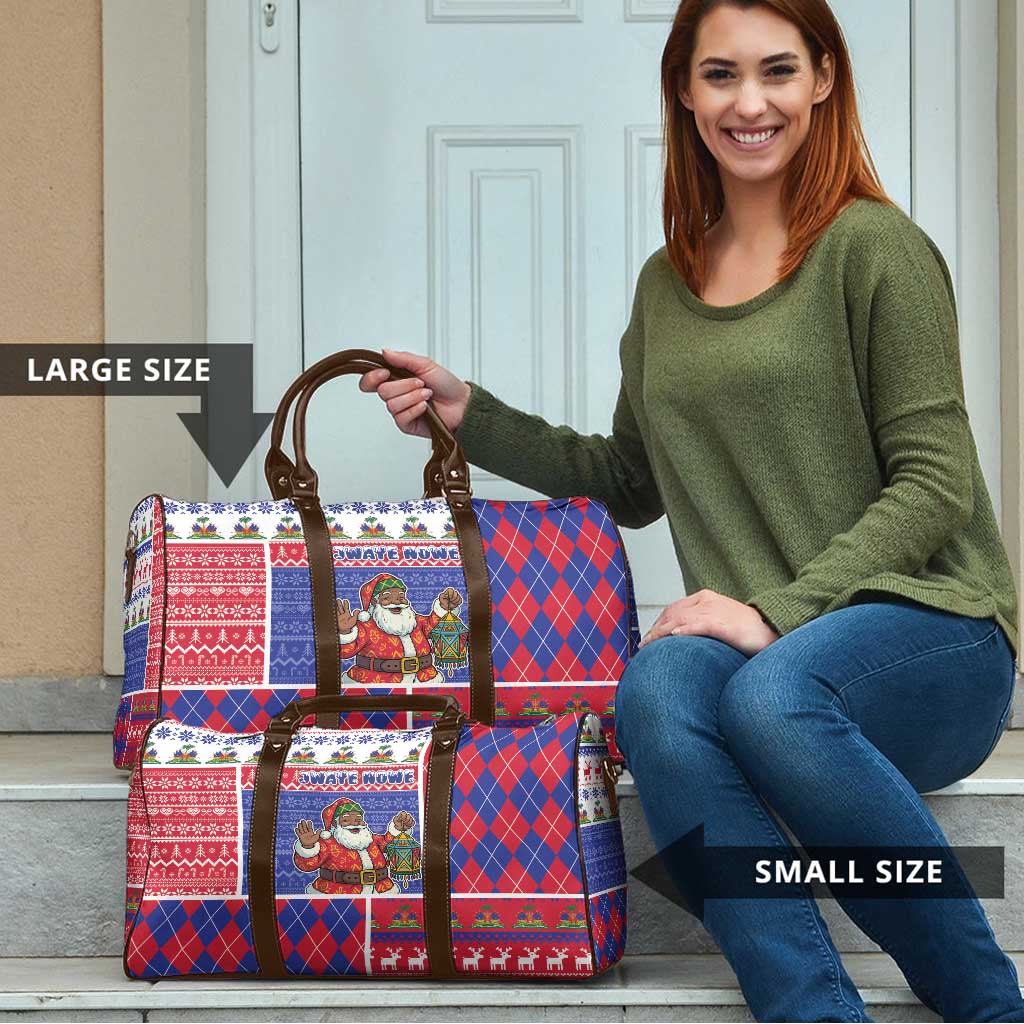 Haiti Christmas Travel Bag Santa With Fanal Haitian Patchwork Style - Wonder Print Shop