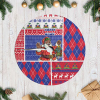 Haiti Christmas Tree Skirt Santa With Fanal Haitian Patchwork Style - Wonder Print Shop