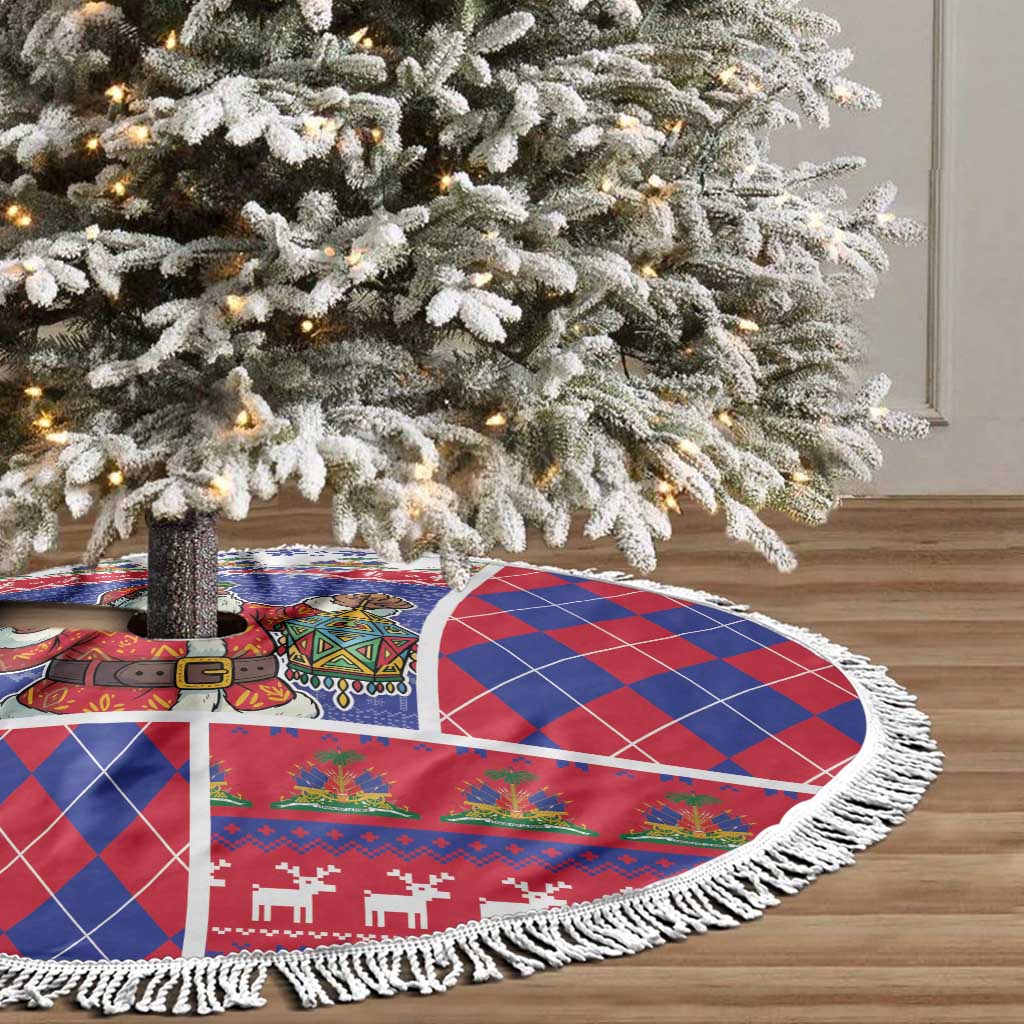 Haiti Christmas Tree Skirt Santa With Fanal Haitian Patchwork Style - Wonder Print Shop
