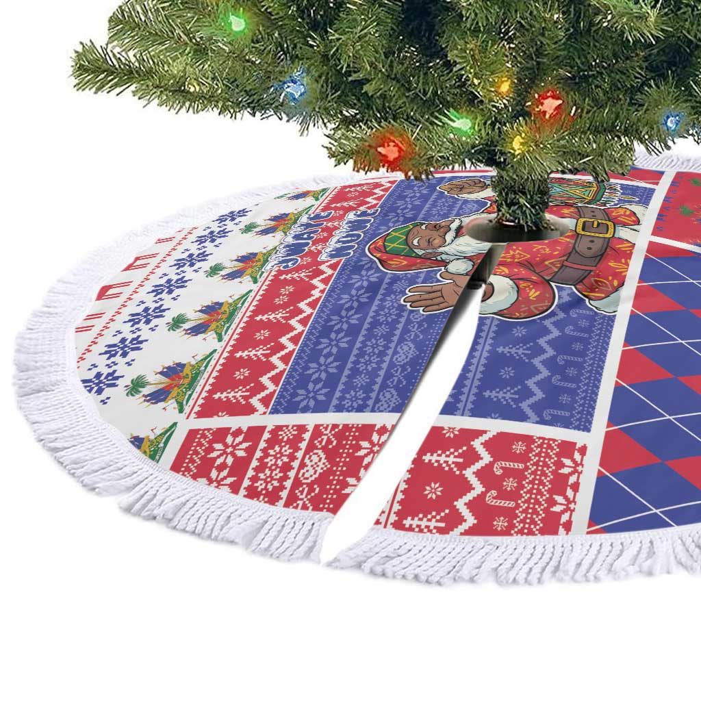Haiti Christmas Tree Skirt Santa With Fanal Haitian Patchwork Style - Wonder Print Shop