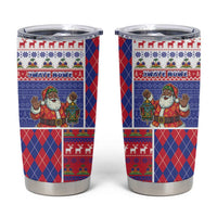 Haiti Christmas Tumbler Cup Santa With Fanal Haitian Patchwork Style - Wonder Print Shop