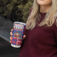 Haiti Christmas Tumbler Cup Santa With Fanal Haitian Patchwork Style - Wonder Print Shop