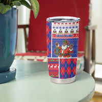 Haiti Christmas Tumbler Cup Santa With Fanal Haitian Patchwork Style - Wonder Print Shop