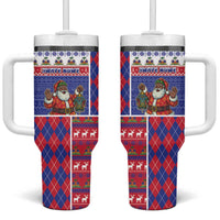 Haiti Christmas Tumbler With Handle Santa With Fanal Haitian Patchwork Style - Wonder Print Shop