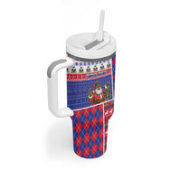 Haiti Christmas Tumbler With Handle Santa With Fanal Haitian Patchwork Style - Wonder Print Shop