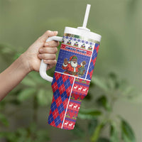 Haiti Christmas Tumbler With Handle Santa With Fanal Haitian Patchwork Style - Wonder Print Shop